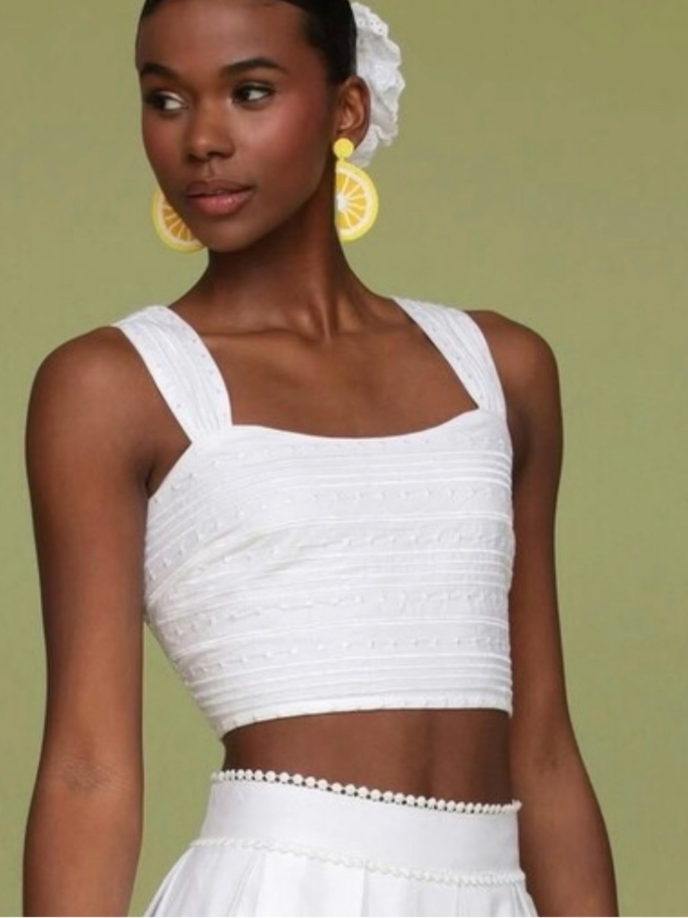 Avec Les Filles Chic White Cropped Bustier Top - Size 8, 100% cotton